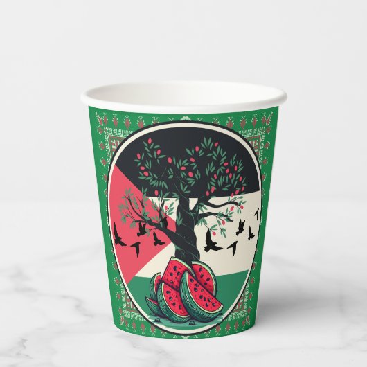 Palestijnse cultuur | Palestijnse watermeloen, oli Papieren Bekers (Achterkant)