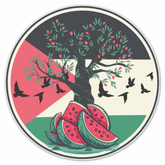 Palestijnse cultuur Palestijnse watermeloen olijfb Sticker (Voorkant)