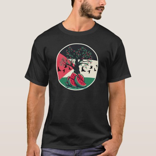 Palestijnse cultuur Palestijnse watermeloen olijfb T-shirt (Voorkant)