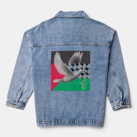 Palestijnse Dove van Vrede Vlag Denim Jean Jacket (Achterkant)