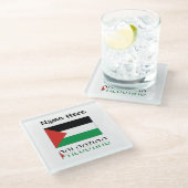Palestijnse en Palestijnse vlag met Jouw naam Glazen Onderzetter (Schuin)