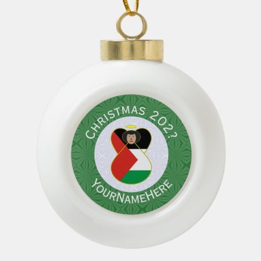 Palestijnse engel kerstvlag gepersonaliseerd keramische bal ornament (Voorkant)