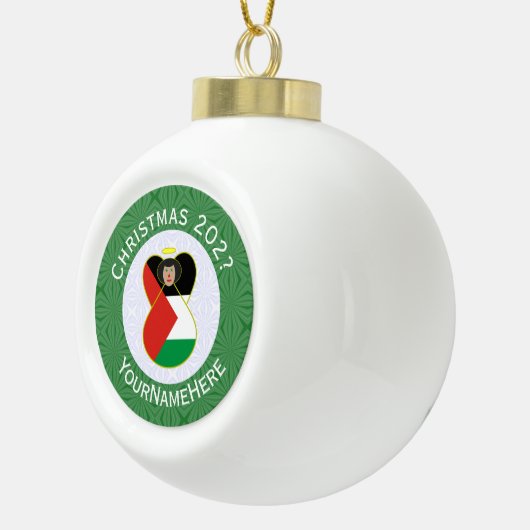 Palestijnse engel kerstvlag gepersonaliseerd keramische bal ornament (Rechts)