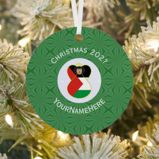 Palestijnse engel kerstvlag gepersonaliseerd metalen ornament