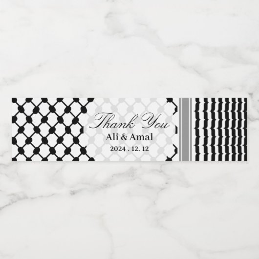 Palestijnse Hatta Keffiyeh bedankt voor jullie bru Waterfles Etiket (Enkel label)