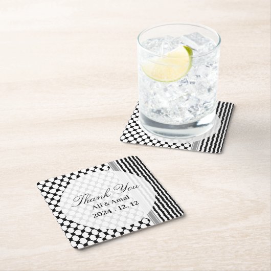 Palestijnse Hatta Keffiyeh Dank U Huwelijk Kartonnen Onderzetters (Insitu)