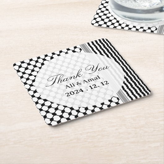 Palestijnse Hatta Keffiyeh Dank U Huwelijk Kartonnen Onderzetters (Schuin)