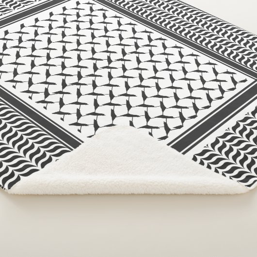 Palestijnse joraanse kuffiya zwarte en witte sjema sherpa deken (3/4)