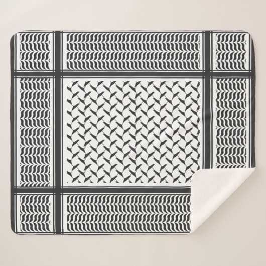 Palestijnse joraanse kuffiya zwarte en witte sjema sherpa deken (Voorkant (horizontaal))