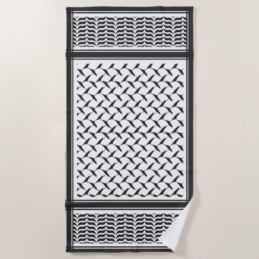 Palestijnse joraanse kuffiya zwarte en witte sjema strandlaken (Voorkant)