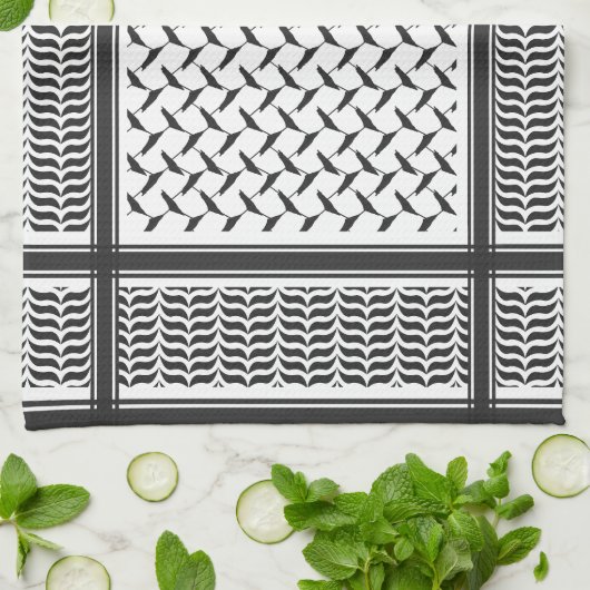 Palestijnse joraanse kuffiya zwarte en witte sjema theedoek (Gevouwen)