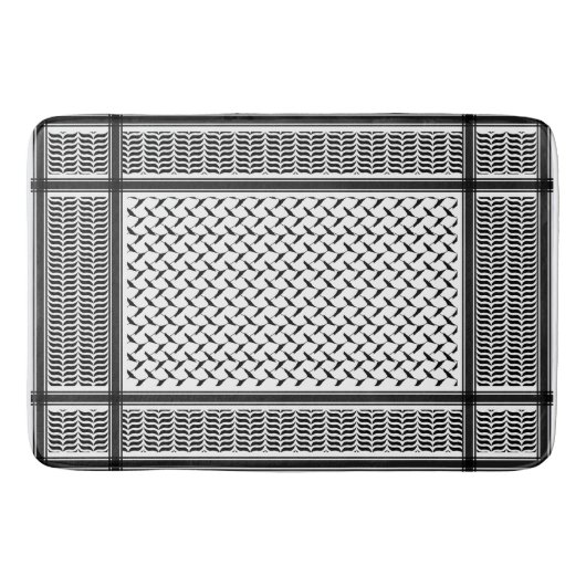 Palestijnse jorraanse kuffiya zwarte en witte shem badmat (Voorkant)