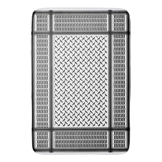 Palestijnse jorraanse kuffiya zwarte en witte shem badmat (Voorkant Verticaal)