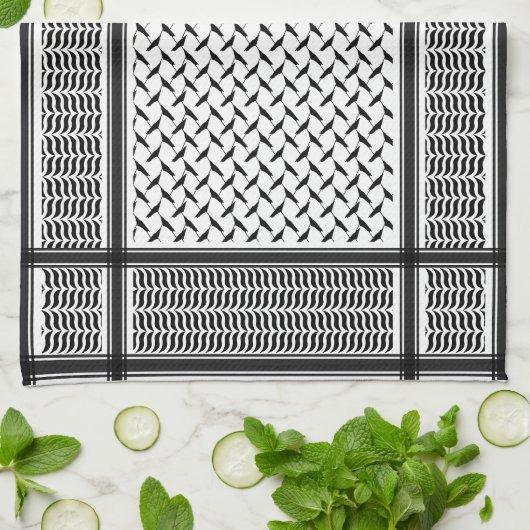 Palestijnse jorraanse kuffiya zwarte en witte shem theedoek (Gevouwen)