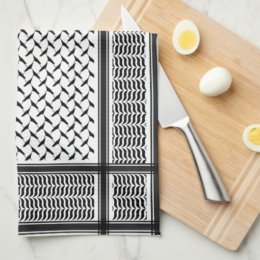 Palestijnse jorraanse kuffiya zwarte en witte shem theedoek (Quarter Fold)