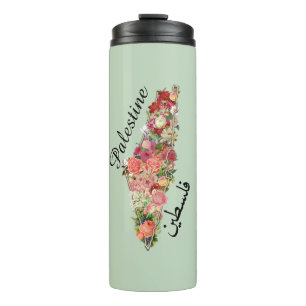 Palestijnse kaart ف س ط ي ن   Floral  Thermische t Thermosbeker
