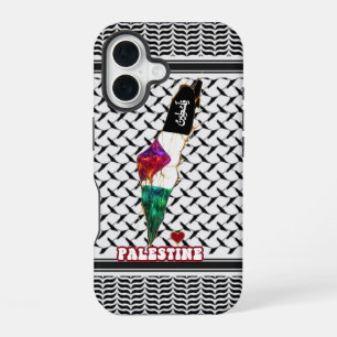Palestijnse kaart keffiyeh met Arabisch schrift iPhone 16 Hoesje