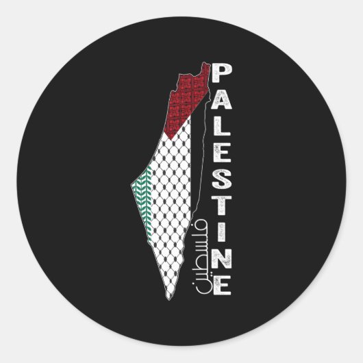 Palestijnse kaart Keffiyeh Thobe patronen Palestin Ronde Sticker (Voorkant)