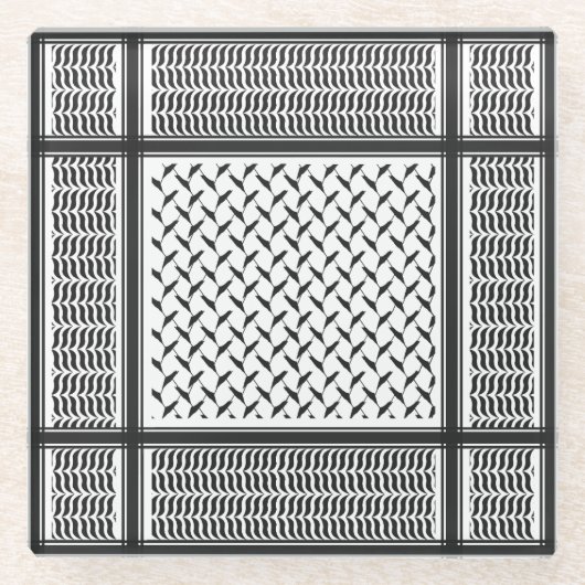 Palestijnse keffiyeh glazen onderzetter (Voorkant)