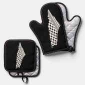 Palestijnse keffiyeh, gratis kaart van Palestina K Ovenwant & Pannenlap Set (Voorkant / Achterkant)