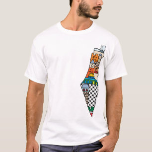 Palestijnse kleurrijke kaart Palestina Kufiya Patr T-shirt