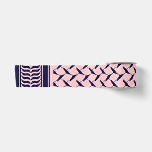 Palestijnse kuffiya ROZE en donkerblauw Satijnen Lint