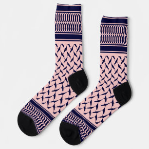 Palestijnse kuffiya ROZE en donkerblauw Sokken