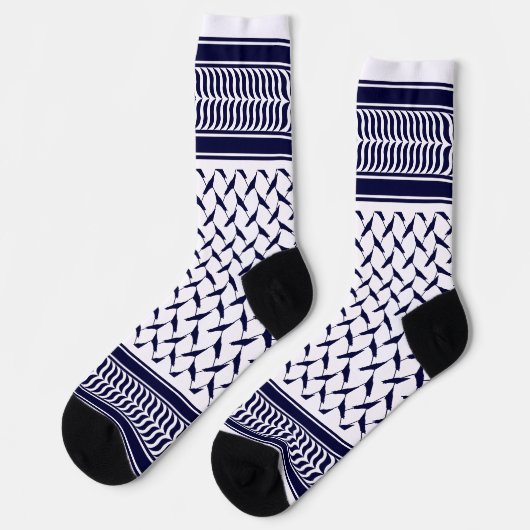 Palestijnse kuffiya wit en donkerblauw sokken (Links)