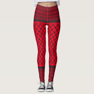 palestijnse kuffiya zwart en rood leggings