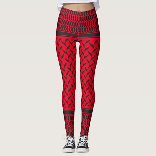 palestijnse kuffiya zwart en rood leggings (Voorkant)