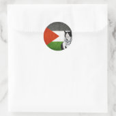 Palestijnse Kufiya met kat Palestijnse vlag Ronde Sticker (Tas)