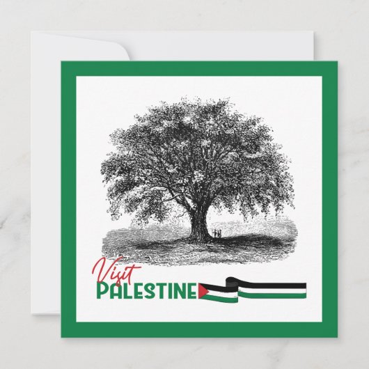 Palestijnse olijfboom trots, bezoek Palestina Save The Date (Voorkant)