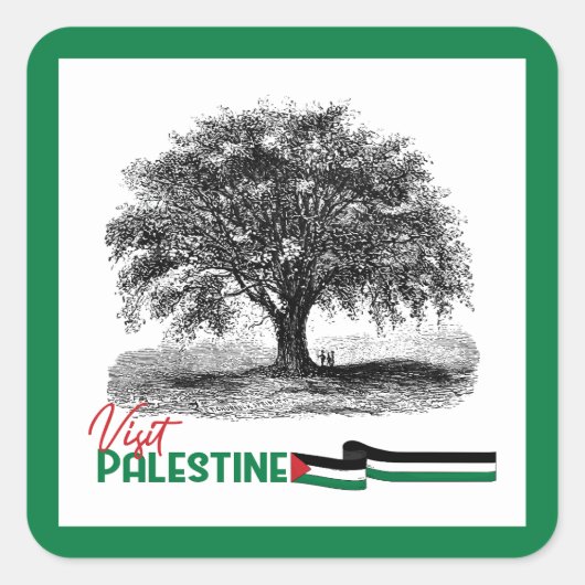Palestijnse olijfboom trots, bezoek Palestina Vierkante Sticker (Voorkant)