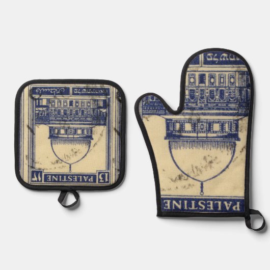 Palestijnse oude stempel 1920_ Palestijnse folklor Ovenwant & Pannenlap Set (Voorkant)