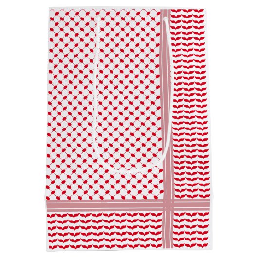 Palestijnse Rode & Witte Keffiyeh Medium Cadeauzakje (Achterkant)