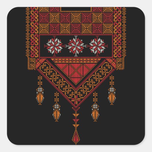 Palestijnse Tatreez borduurkunst Vierkante Sticker (Voorkant)