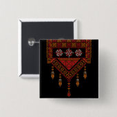 Palestijnse Tatreez borduurwerk | Palestijnse kuns Vierkante Button 5,1 Cm (Voorkant /achterkant)