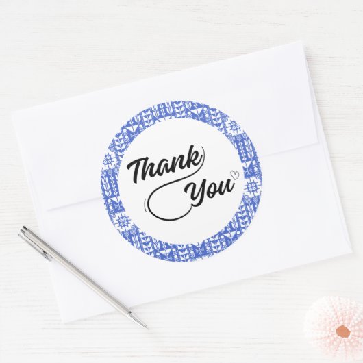 Palestijnse Tatreez in blauw Bedankt Sticker (Envelop)
