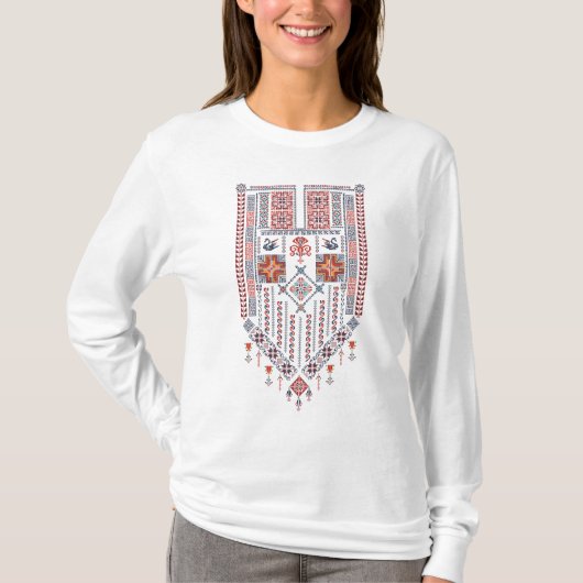 Palestijnse Tatreez met Palestijnse Arabische naam T-shirt (Voorkant)