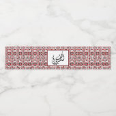 Palestijnse Tatreez print in blauw Waterfles Etiket (Enkel label)