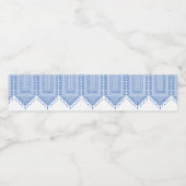 Palestijnse Tatreez print in blauw Waterfles Etiket (Enkel label)