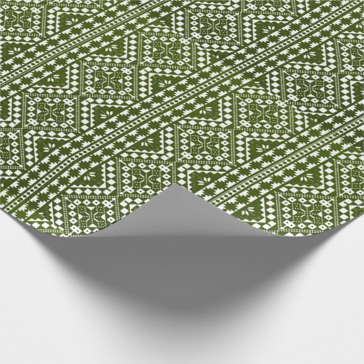 Palestijnse Tatreez print in groen inpakpapier (Hoek)