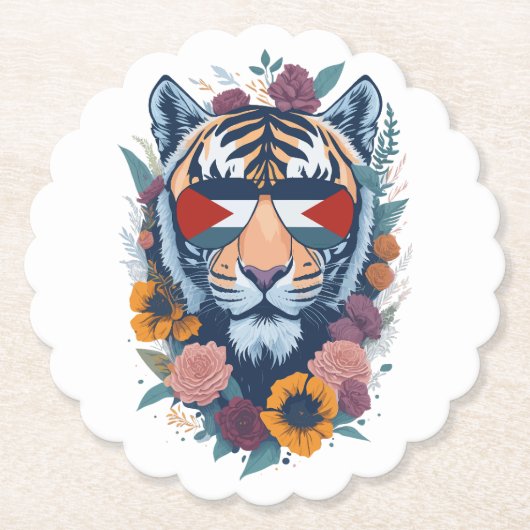 Palestijnse tijger - PALESTINA VLAG  Kartonnen Onderzetters (Voorkant)