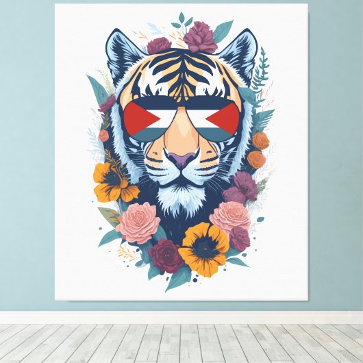 Palestijnse tijger - Palestine FLAG Canvas Afdruk (Insitu (Houten vloer))