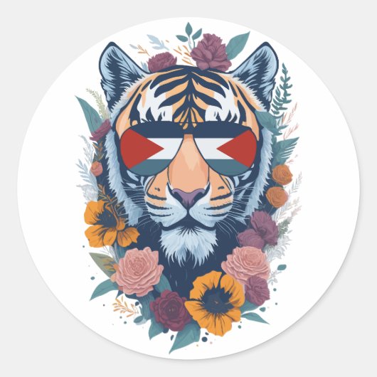 Palestijnse tijger - Palestine FLAG Ronde Sticker (Voorkant)