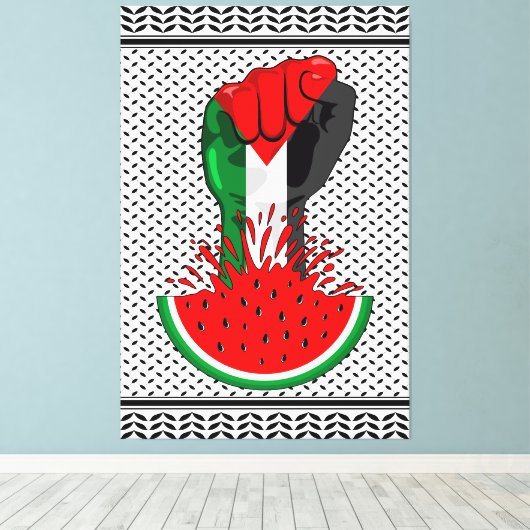 Palestijnse verzetsstrijders steken de kop op in W Canvas Afdruk (Insitu (Houten vloer))