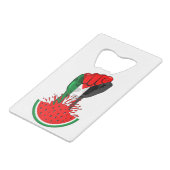 Palestijnse verzetsstrijders steken de kop op in W Creditkaart Flessenopener (Voorkant Gekanteld)