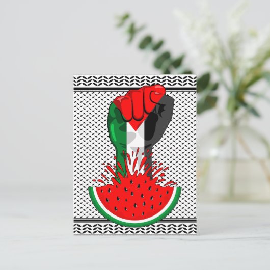 Palestijnse verzetsstrijders steken de kop op in W Feestdagenkaart (Staand voorkant)