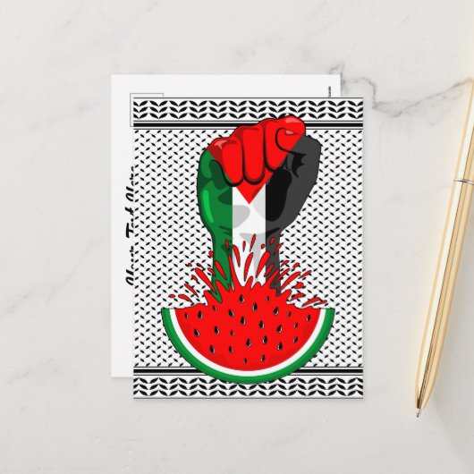 Palestijnse verzetsstrijders steken de kop op in W Feestdagenkaart (Voorkant / Achterkant in situ)