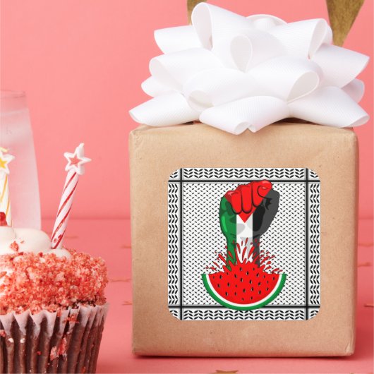 Palestijnse verzetsstrijders steken de kop op in W Vierkante Sticker (Feest)